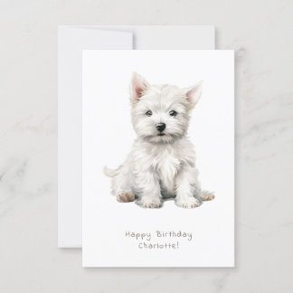 Westie Cheeky Puppy Cute Birthday Card Personalise