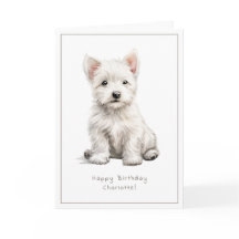 Westie Cheeky Puppy Cute Birthday Card Personalise