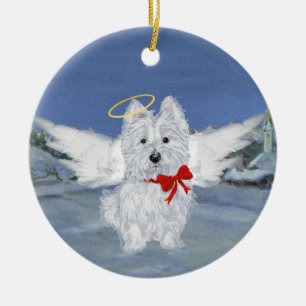 Westie Christmas Angel Ceramic Tree Decoration