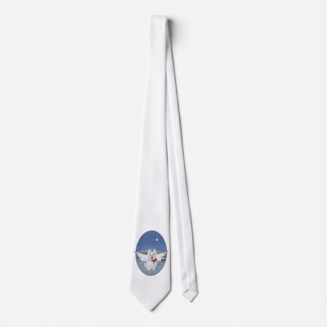 Westie Christmas Angel Tie (Front)