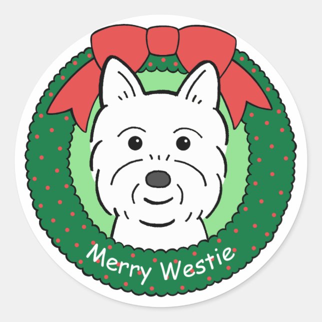 Westie Christmas Classic Round Sticker (Front)