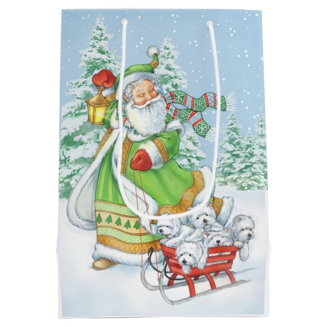 Westie Christmas Gift Bag "Joyful Noise" by Borgo (Back)