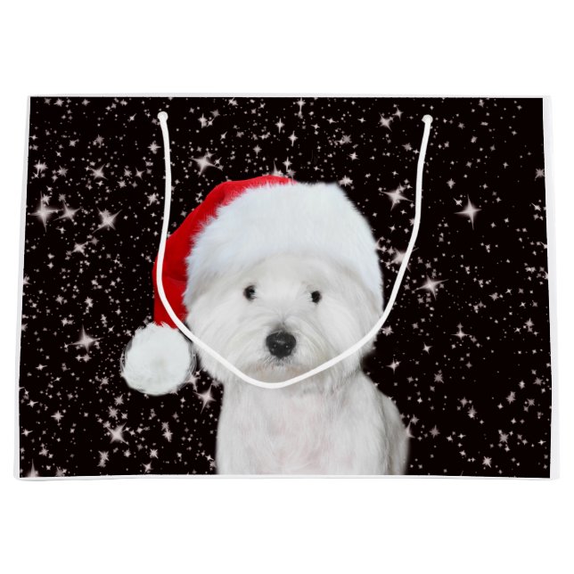 Westie Christmas Large Gift Bag (Front)