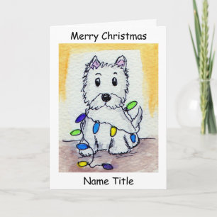 Westie Christmas Lights Christmas Card
