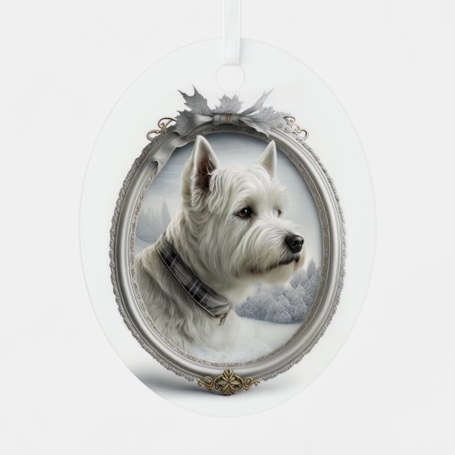 Westie Christmas  Metal Tree Decoration (Front)