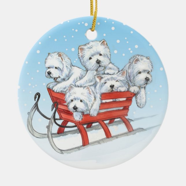 Westie Christmas Ornament by Borgo (Front)
