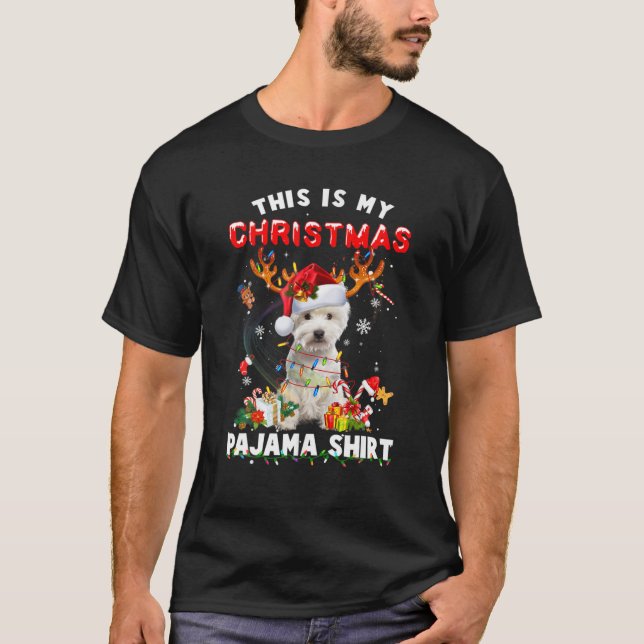 Westie Christmas pajama cute West Highland White T T-Shirt (Front)