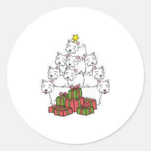Westie Christmas Tree Classic Round Sticker