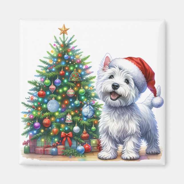 Westie Christmas Tree Magnet (Front)