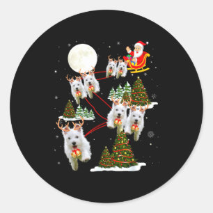 Westie Christmas Tree Westie Santa Hat Lights Xmas Classic Round Sticker