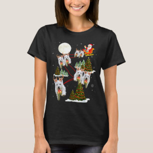 Westie Christmas Tree Westie Santa Hat Lights Xmas T-Shirt