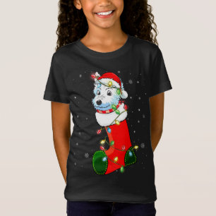 Westie Christmas Tree Westie Santa Hat Lights Xmas T-Shirt