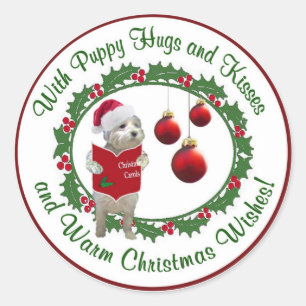 Westie Christmas Wishes Round Seals