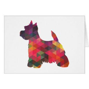 Westie Colourful Geometric Pattern Silhouette Card