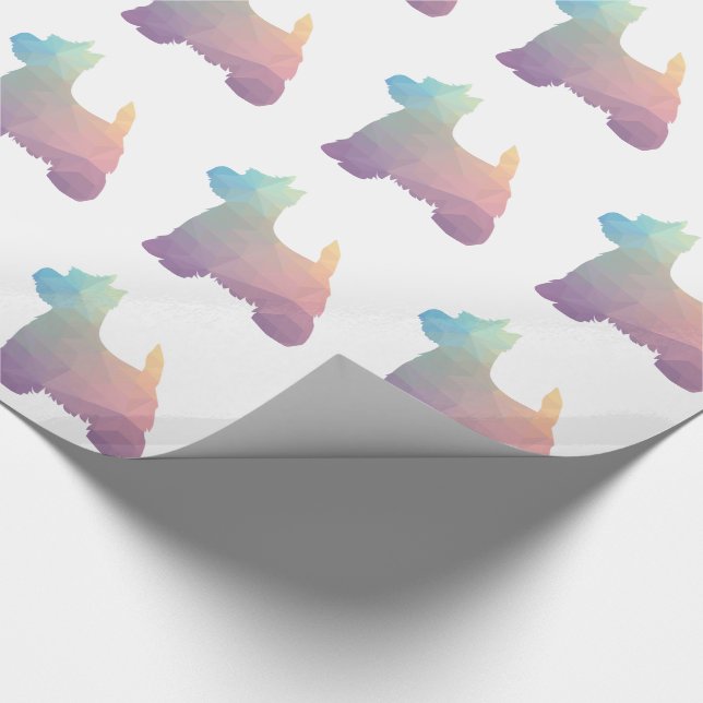 Westie Colourful Geometric Pattern Silhouette Dog Wrapping Paper (Corner)