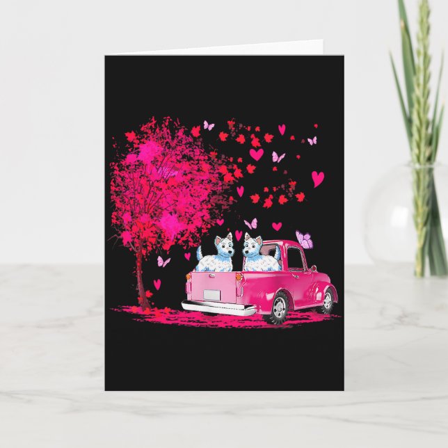 Westie Couple Truck Happy Valentines Day Gifts  Card (Front)