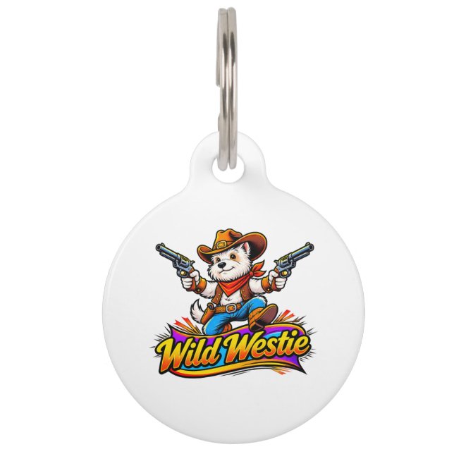 Westie Cowboy Dog Personalised ID Tag - Original  (Front)