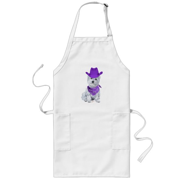 Westie Cowboy in Purple Long Apron (Front)