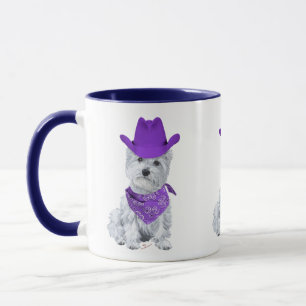 Westie Cowboy in Purple Mug