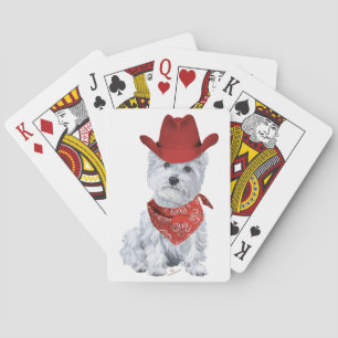 Westie Cowboy in Red Playing Cards