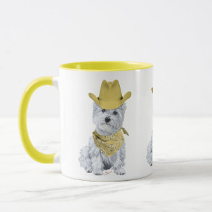 Westie Cowboy in Yellow Mug