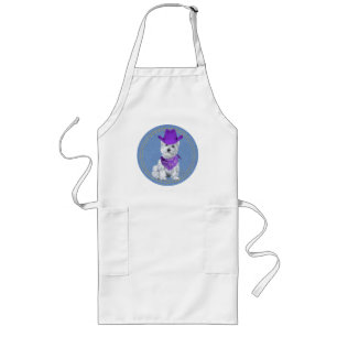 Westie Cowboy on Denim Long Apron