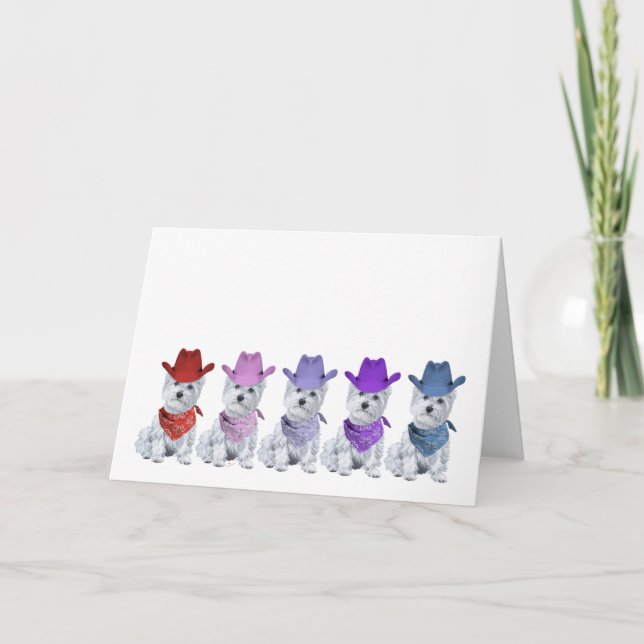 Westie Cowboys All in a Line Card (Front)