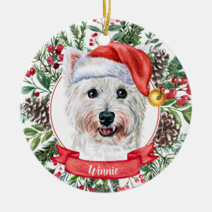 Westie Custom Santa Hat Dog Christmas Ornament