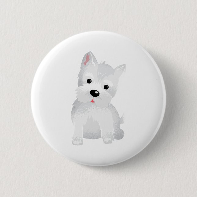 Westie dog 6 cm round badge (Front)