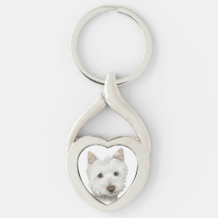 Westie Dog Art Twisted Metal Key Chain