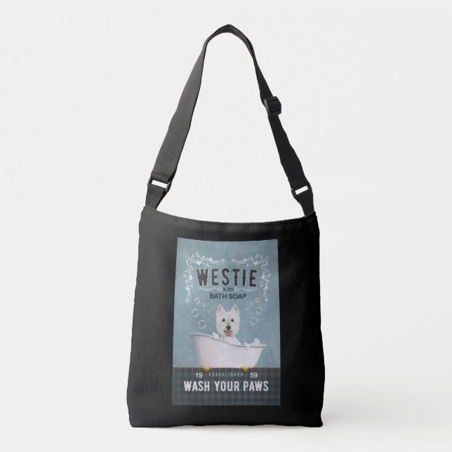 Westie Dog Bath Soap West Highland White Terrier Crossbody Bag (Front)