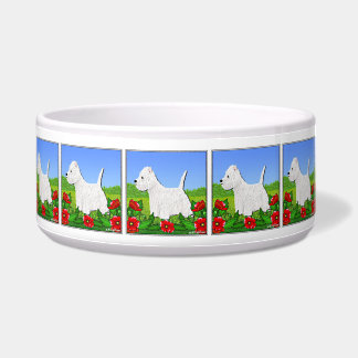 Westie Dog Bowl with West Highland White Terriers
