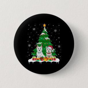 Westie Dog Christmas Tree Lights Santa Reindeer Xm 6 Cm Round Badge