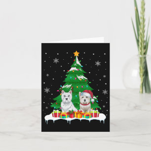 Westie Dog Christmas Tree Lights Santa Reindeer Xm Card