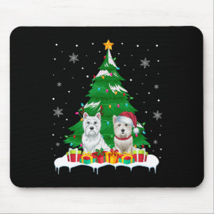 Westie Dog Christmas Tree Lights Santa Reindeer Xm Mouse Mat