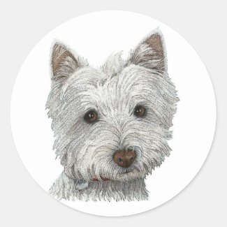 Westie dog classic round sticker