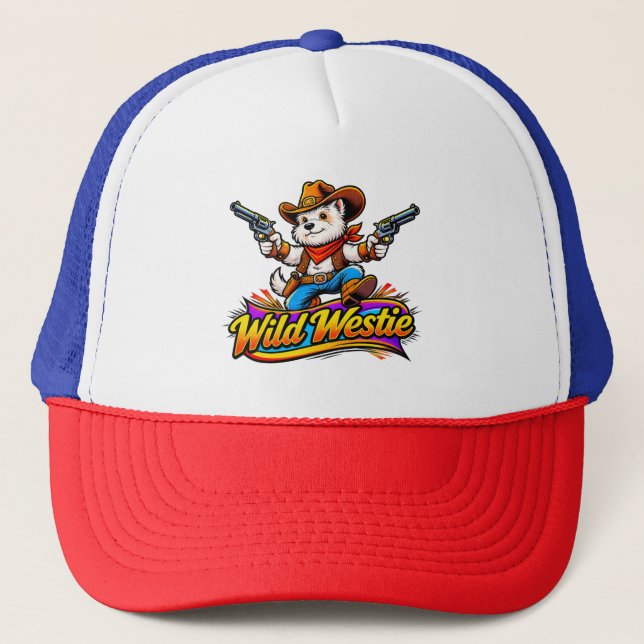  Westie Dog Cowboy Baseball Cap (Original Design) (Front)