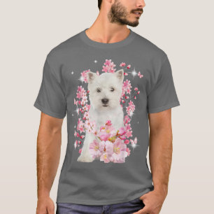 Westie Dog Dog Japanese Cherry Blossom Sakura Flow T-Shirt