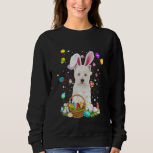 Westie Dog Easter Egg Hunting Basket Easter Day Sweatshirt
