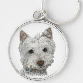 Westie dog key ring