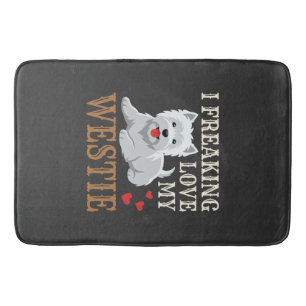 Westie Dog Love Typography Bath Mat