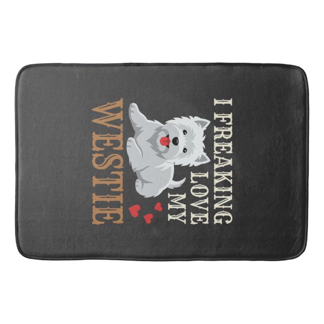 Westie Dog Love Typography Bath Mat (Front)