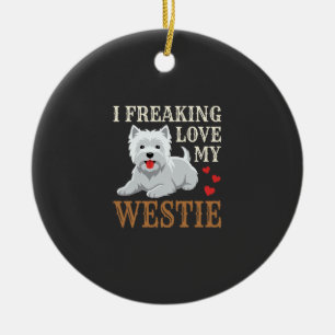 Westie Dog Love Typography Ceramic Tree Decoration