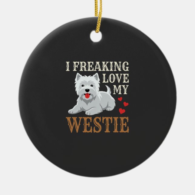 Westie Dog Love Typography Ceramic Tree Decoration (Front)