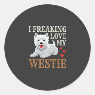 Westie Dog Love Typography Classic Round Sticker