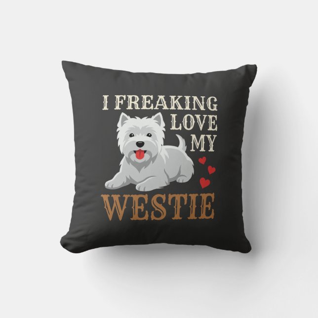 Westie Dog Love Typography Cushion (Front)