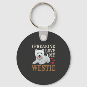 Westie Dog Love Typography Key Ring