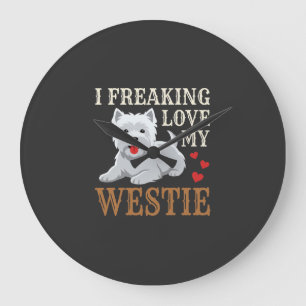 Westie Dog Love Typography Large Clock
