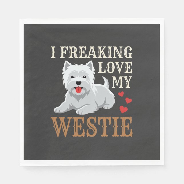 Westie Dog Love Typography Napkin (Front)