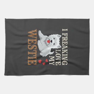 Westie Dog Love Typography Tea Towel